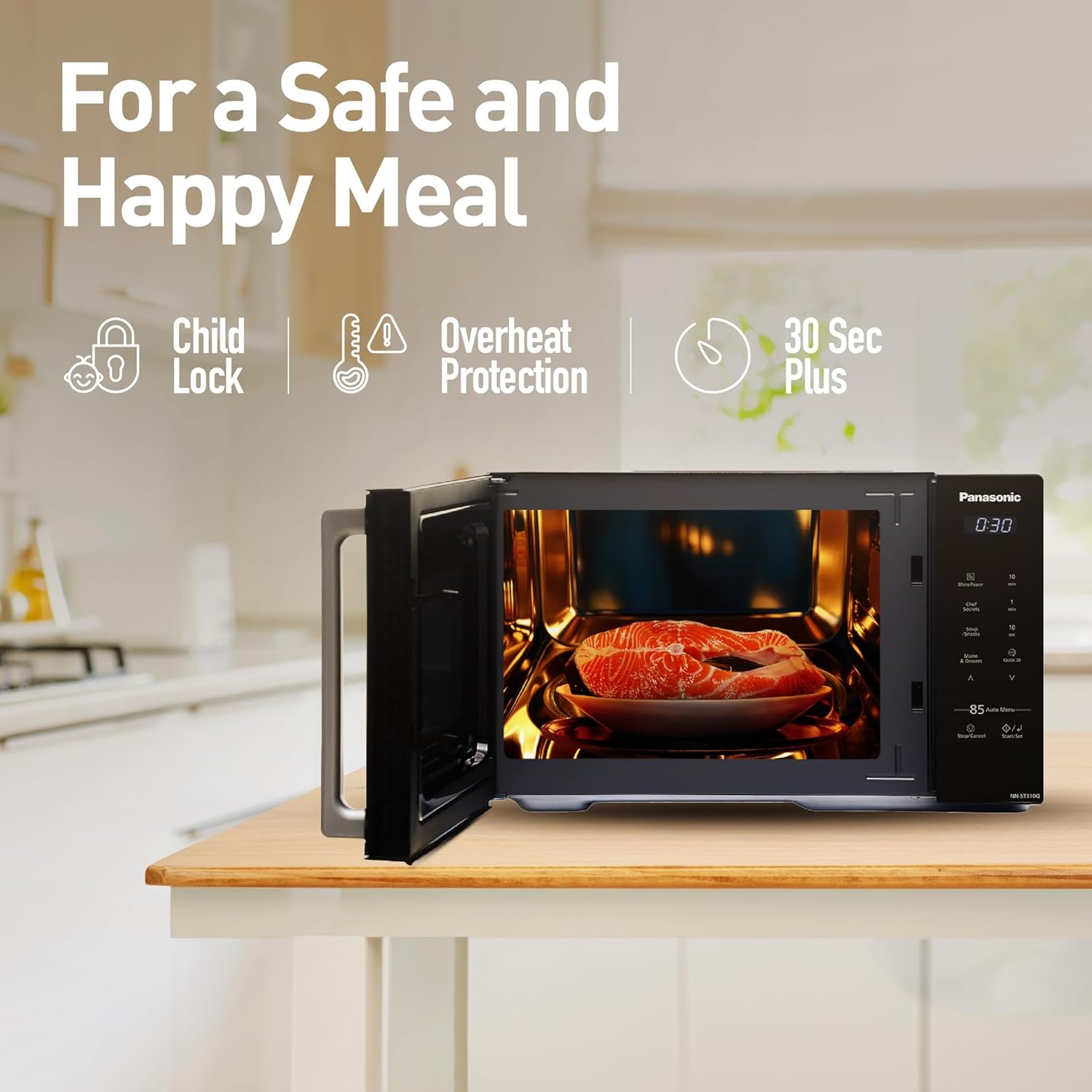 Panasonic 25L Solo Microwave Oven (NN-ST310QBFG, Black, 85 Auto Cook Menus) - Image 6