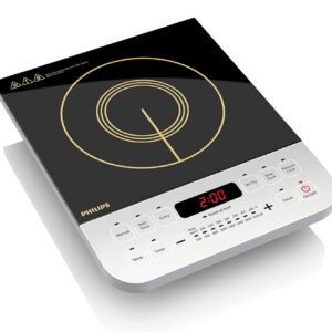 Philips Viva Collection HD4928/01 Induction Cooktop, Black 2100W | Fast Gas-Free Cooking | No LPG Required | Preset Indian Menus | Crystal Glass Plate | Auto-Off