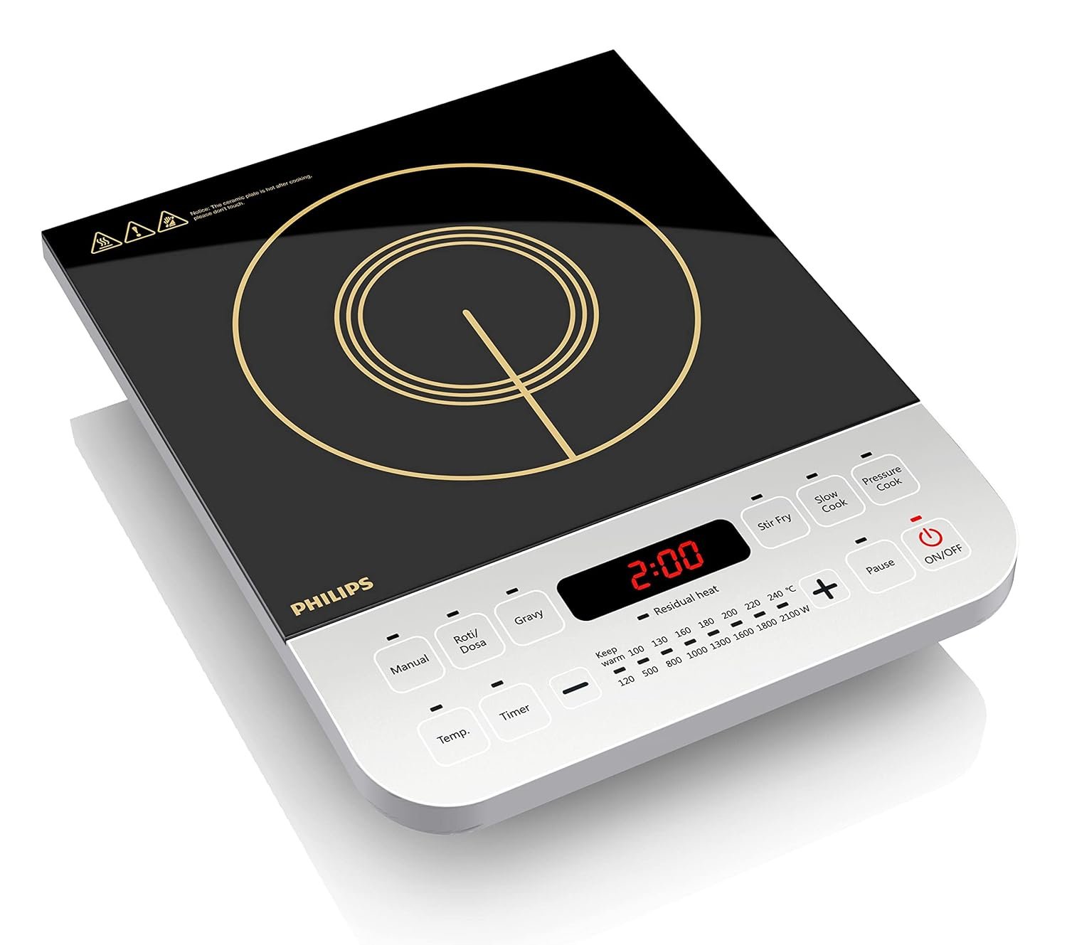 Philips Viva Collection HD4928/01 Induction Cooktop, Black 2100W | Fast Gas-Free Cooking | No LPG Required | Preset Indian Menus | Crystal Glass Plate | Auto-Off