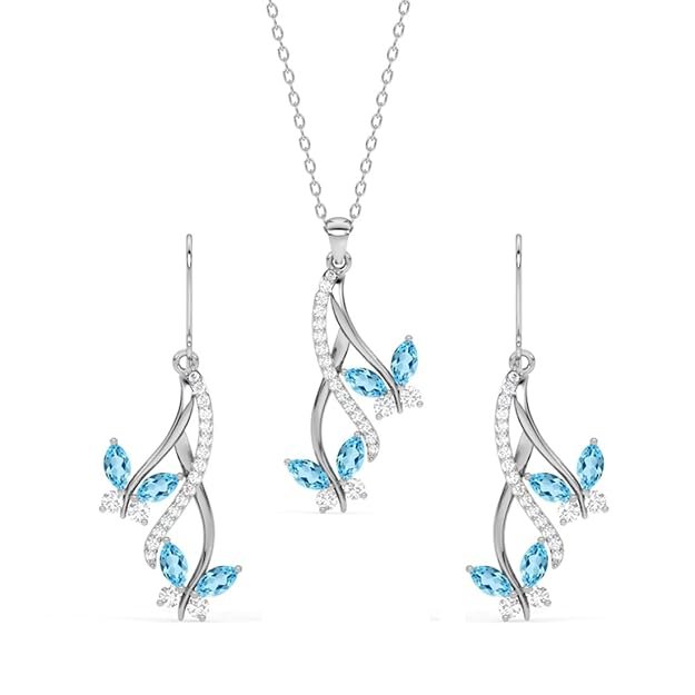 Clara 925 Silver Butterfly Pendant Earring Chain Bracelet Ring for Women