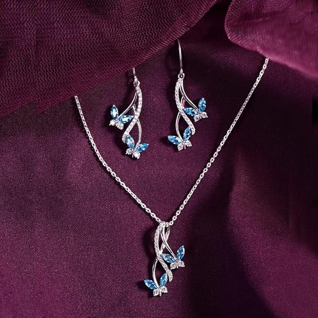 Clara 925 Silver Butterfly Pendant Earring Chain Bracelet Ring for Women - Image 2
