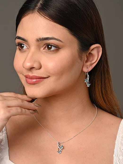 Clara 925 Silver Butterfly Pendant Earring Chain Bracelet Ring for Women - Image 4