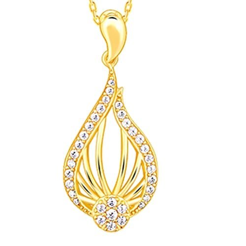 GIVA 925 Silver Golden Glint Pendant With Link Chain| Necklace to Gift Women & Girls | With Certificate of Authenticity and 925 Stamp | 6 Months Warranty*