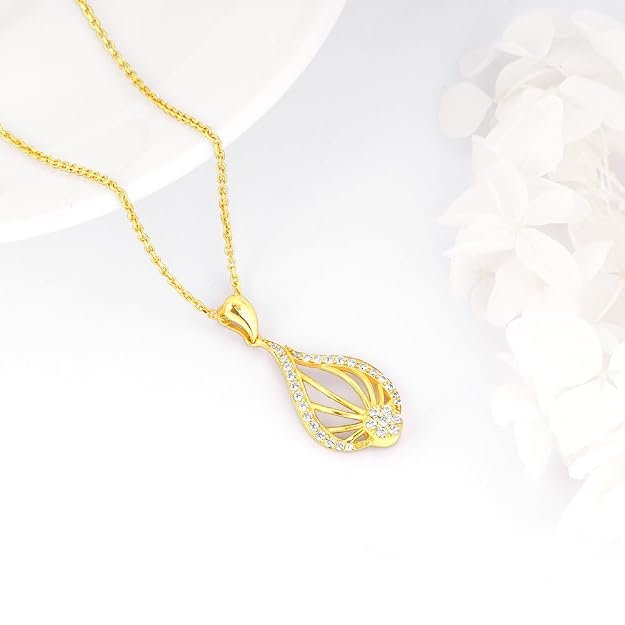GIVA 925 Silver Golden Glint Pendant With Link Chain| Necklace to Gift Women & Girls | With Certificate of Authenticity and 925 Stamp | 6 Months Warranty* - Image 3