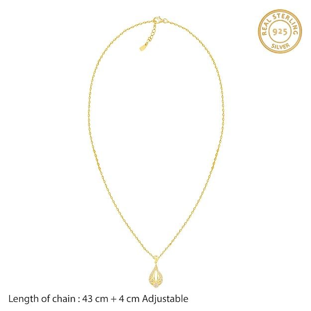 GIVA 925 Silver Golden Glint Pendant With Link Chain| Necklace to Gift Women & Girls | With Certificate of Authenticity and 925 Stamp | 6 Months Warranty* - Image 4
